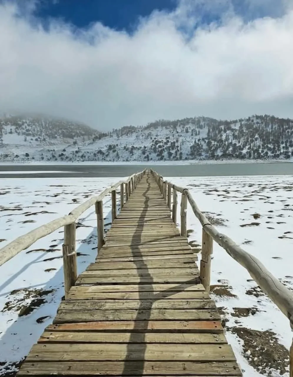 Aguelmame Sidi Ali lake Middle Atlas snow winter