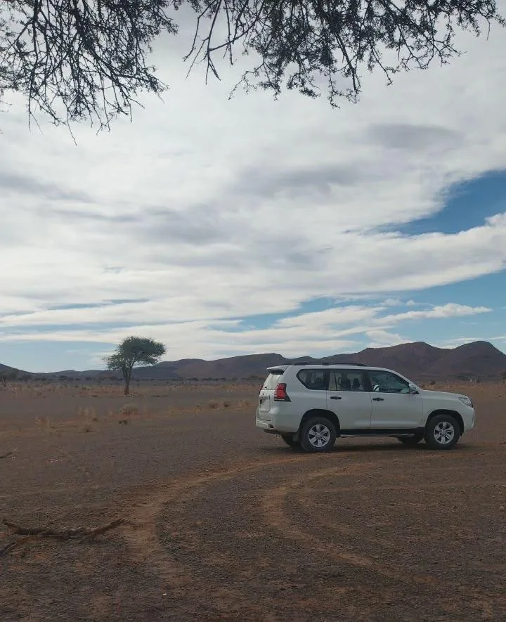 4x4 driving across desert landscape