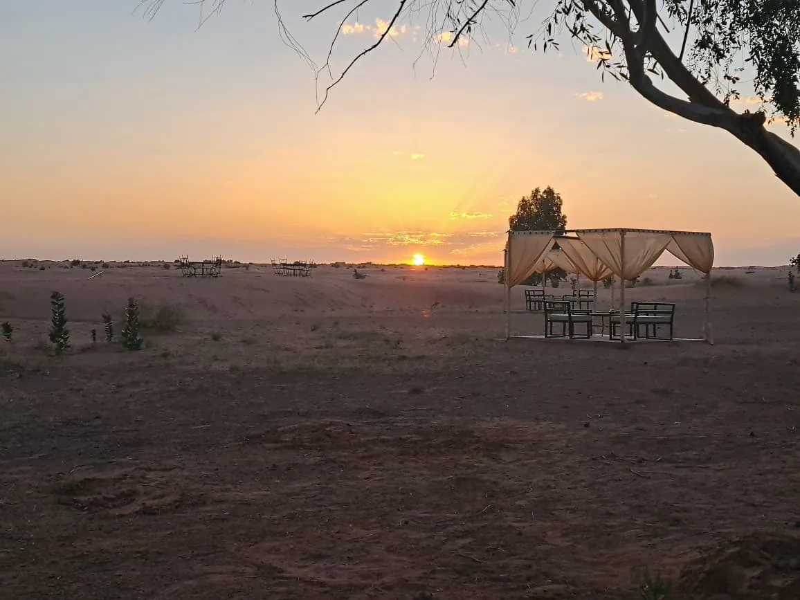Sunrise at desert lounge camp Merzouga