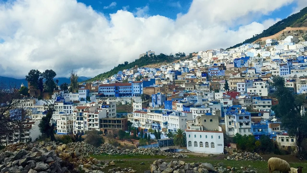 Chefchaouen blue city hilltop view Rif
