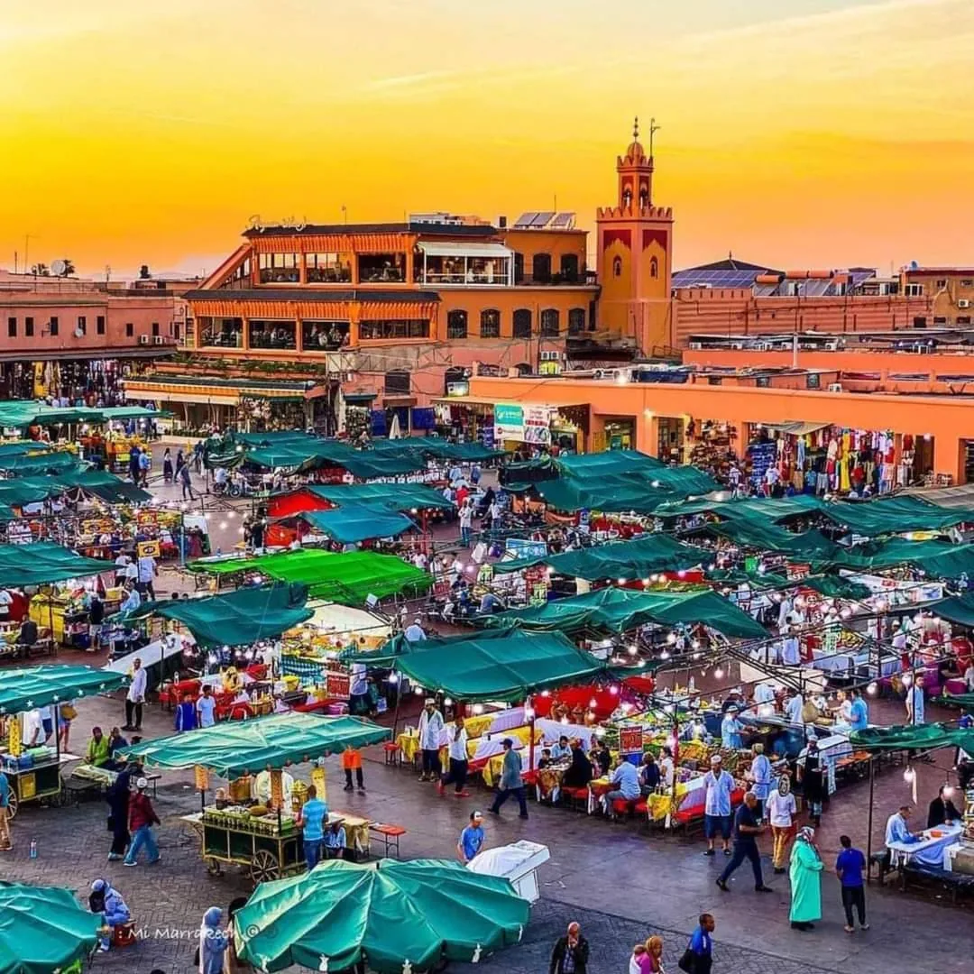 Jemaa el-Fna square Marrakech at sunset
