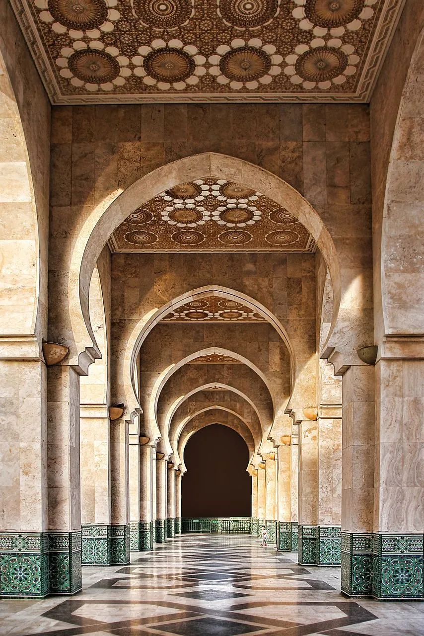 Hassan II mosque interior arches